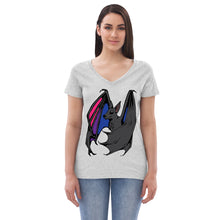 Load image into Gallery viewer, Pride Bat - Bi Pride Recycled V-Neck T-Shirt
